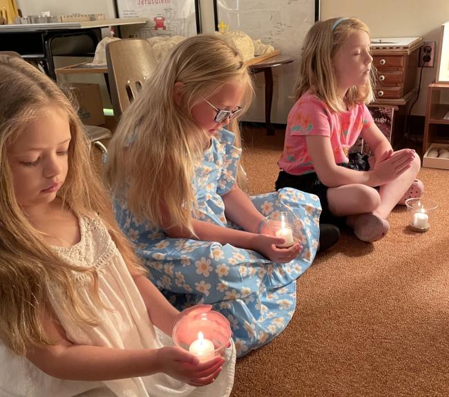 Girls lit light